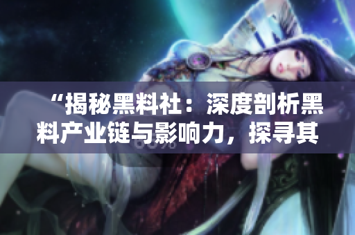 “揭秘黑料社：深度剖析黑料产业链与影响力，探寻其运营模式与社区生态”